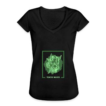 Japanische Tengu Hannya Kitsune Maske - Frauen Vintage T-Shirt - Schwarz - Vorne - Danielle (179cm)