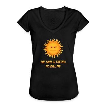 Sonne - Frauen Vintage T-Shirt - Schwarz - Vorne - Danielle (179cm)