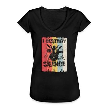 I Destroy Silence - Women's Vintage T-Shirt - black - Front - Danielle (179cm)