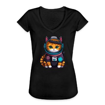 Cyberpunk Astrocat - T-shirt vintage Femme - noir - Devant - Danielle (179cm)