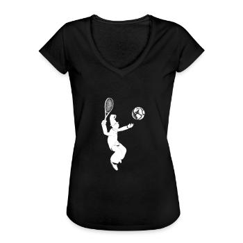 Tennis Monde en Vol - T-shirt vintage Femme - noir - Devant - Danielle (179cm)