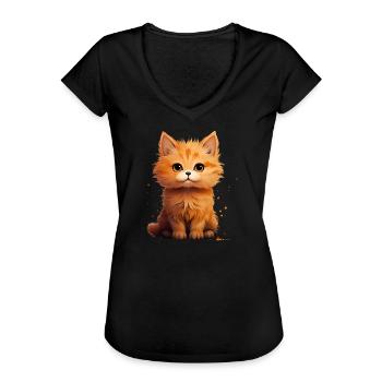 Cute Kitten - Women's Vintage T-Shirt - black - Front - Danielle (179cm)