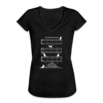 Sound Of Silence Notenblatt ohne Noten mit Katzen - Frauen Vintage T-Shirt - Schwarz - Vorne - Danielle (179cm)