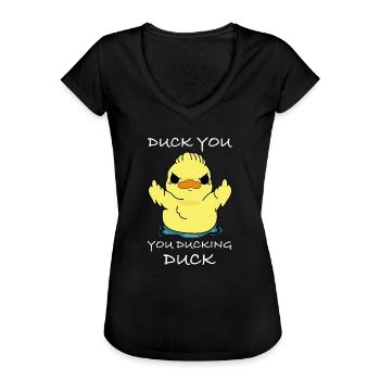 Rebellische Ente | Mittelfinger, lustige Sprüche - Frauen Vintage T-Shirt - Schwarz - Vorne