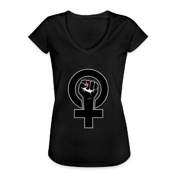 feminist - T-shirt vintage Femme - noir - Devant