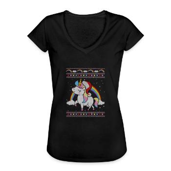 Licorne de Noël moche - T-shirt vintage Femme - noir - Devant - Danielle (179cm)