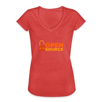 Quelloffen - Frauen Vintage T-Shirt - Rot meliert - Vorne - Danielle (179cm)