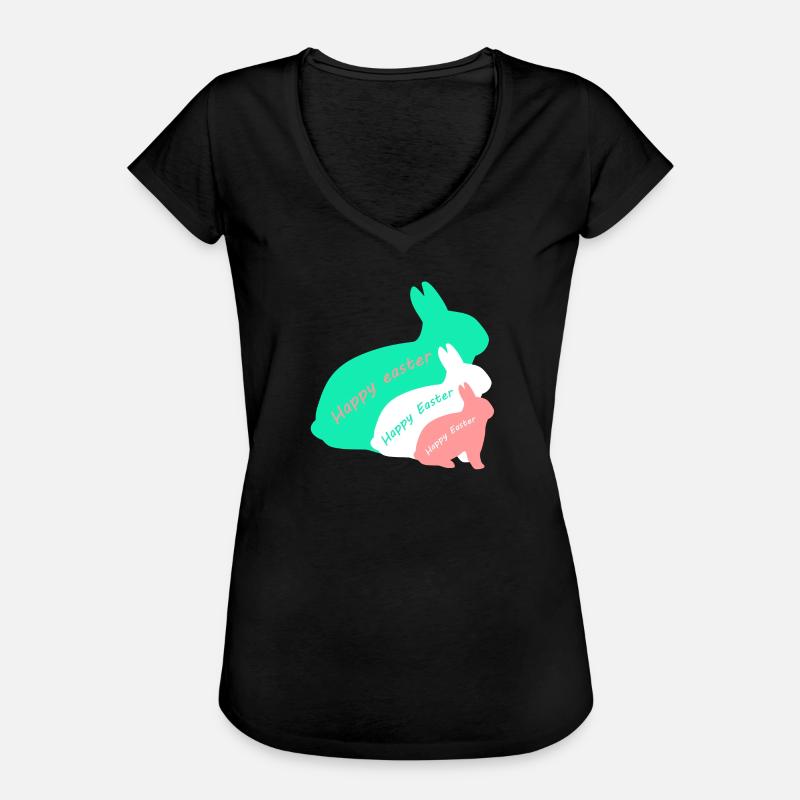 Happy Easter - three rabbits - Women's Vintage T-Shirt - black