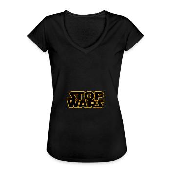 STOP WARS - Women's Vintage T-Shirt - black - Front - Danielle (179cm)