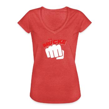 Mücke T-Shirt I Faust Spencer Mücke - Frauen Vintage T-Shirt - Rot meliert - Vorne - Danielle (179cm)