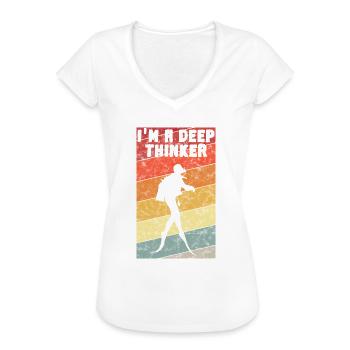 Je suis un depp Thinker Diver Diving Diver Retro - T-shirt vintage Femme - noir - Devant - Danielle (179cm)