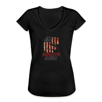 Dinosaure patriotique Papacito - T-shirt vintage Femme - noir - Devant - Danielle (179cm)