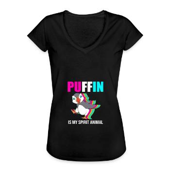 Papageientaucher Puffin - Frauen Vintage T-Shirt - Schwarz - Vorne