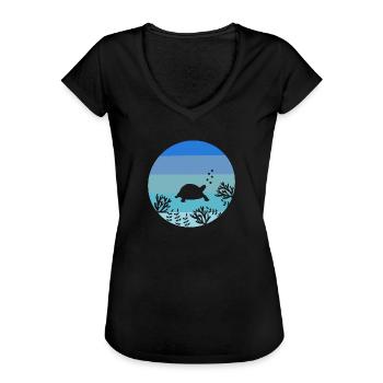 Créatures marines Océan Animal Cadeau Tortue - T-shirt vintage Femme - noir - Devant - Danielle (179cm)