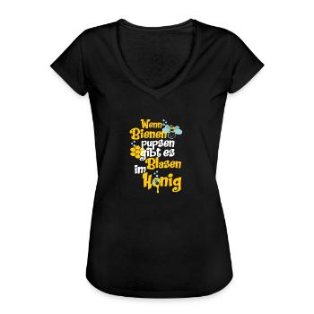 Wenn Bienen pupsen gibt es Blasen im Honig - Frauen Vintage T-Shirt - Schwarz - Vorne - Danielle (179cm)