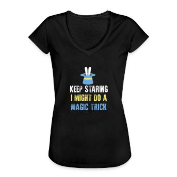 Zauberer Magier Hase - Frauen Vintage T-Shirt - Schwarz - Vorne - Danielle (179cm)