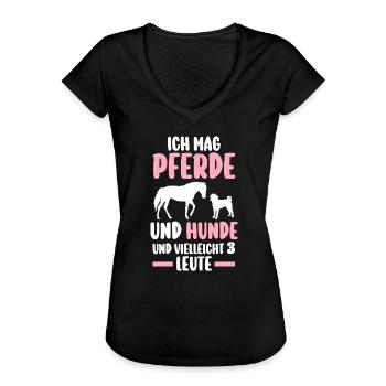 Pferd Hund Pferde Liebhaber Geschenk - Frauen Vintage T-Shirt - Schwarz - Vorne - Danielle (179cm)