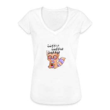 KAFFEE KAFFEE KAFFEE Lustiger Koffein süchtiger Waschbär - Frauen Vintage T-Shirt - Schwarz - Vorne - Danielle (179cm)