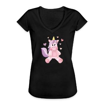 Einhorn - Frauen Vintage T-Shirt - Schwarz - Vorne - Danielle (179cm)