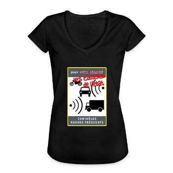 panneau radar - T-shirt vintage Femme - noir - Devant - Danielle (179cm)