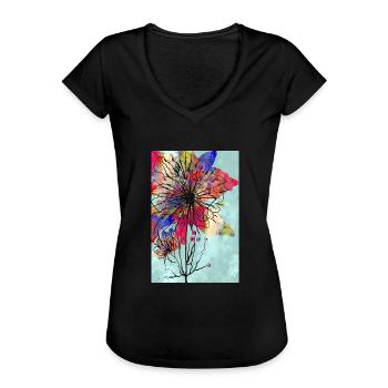 Bunte Blume - Frauen Vintage T-Shirt - Schwarz - Vorne - Danielle (179cm)