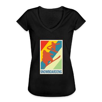Vintage Retro Style Snowboarding Snowboarder Sport - Women's Vintage T-Shirt - black - Front - Danielle (179cm)