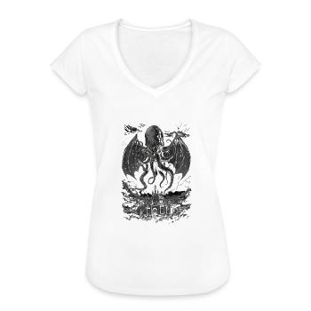 Cthulhu-Albtraum - Frauen Vintage T-Shirt - Schwarz - Vorne - Danielle (179cm)