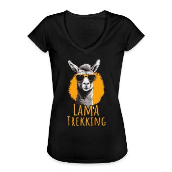 Lama Trekking - Frauen Vintage T-Shirt - Schwarz - Vorne - Danielle (179cm)