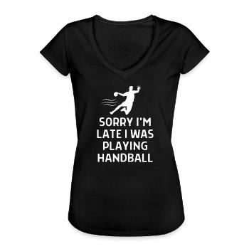 Handball Handballer Spruch Geschenk - Frauen Vintage T-Shirt - Schwarz - Vorne