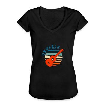 Vintage Ukulele - Frauen Vintage T-Shirt - Schwarz - Vorne - Danielle (179cm)