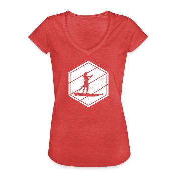 Herren Standup Paddleboard Standup Paddle - Frauen Vintage T-Shirt - Rot meliert - Vorne - Danielle (179cm)