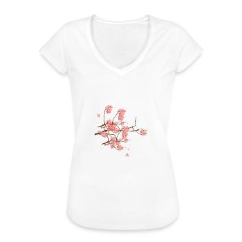 Fleurs de cerisier - T-shirt vintage Femme - noir - Devant - Danielle (179cm)