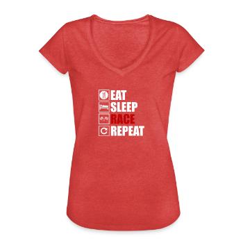 Courses de sport automobile - T-shirt vintage Femme - rouge chiné - Devant - Danielle (179cm)