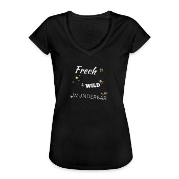 Frech Wild Frauen Shirt - Frauen Vintage T-Shirt - Schwarz - Vorne - Danielle (179cm)