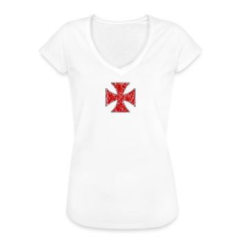Cadeau médiéval chevalier croix chevalier croix - T-shirt vintage Femme - noir - Devant - Danielle (179cm)