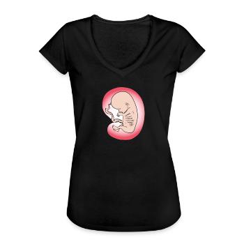 Embryon bébé naissance bébé ventre maman cadeau - T-shirt vintage Femme - noir - Devant - Danielle (179cm)