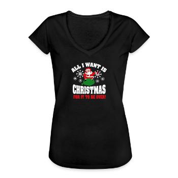 Anti Weihnachten Sarkasmus Ugly Christmas Geschenk - Frauen Vintage T-Shirt - Schwarz - Vorne - Danielle (179cm)