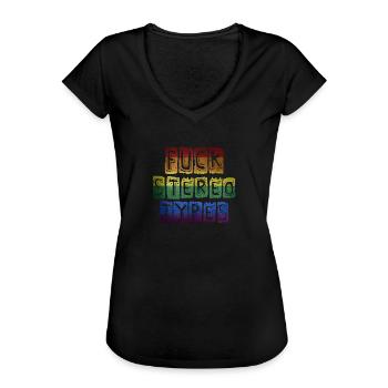 fuck stereotypes regenbogen - Frauen Vintage T-Shirt - Schwarz - Vorne