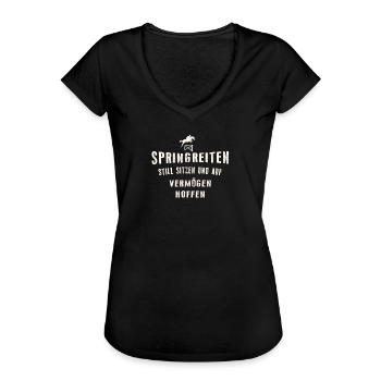 Springreiter - Frauen Vintage T-Shirt - Schwarz - Vorne - Danielle (179cm)