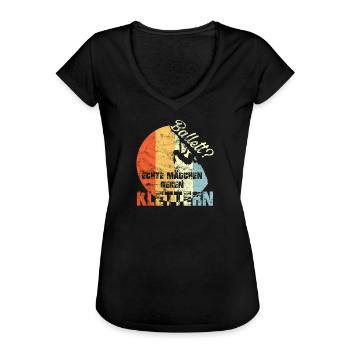 Ballett? Echte Mädchen gehen Klettern Bouldern Vin - Frauen Vintage T-Shirt - Schwarz - Vorne - Danielle (179cm)