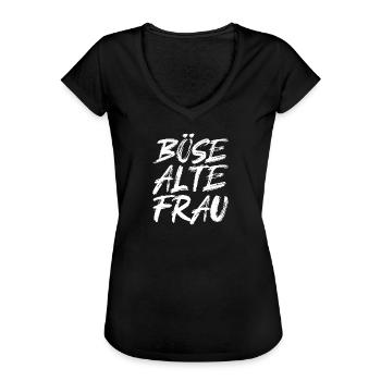 Böse alte Frau Totenkopf - Frauen Vintage T-Shirt - Schwarz - Vorne