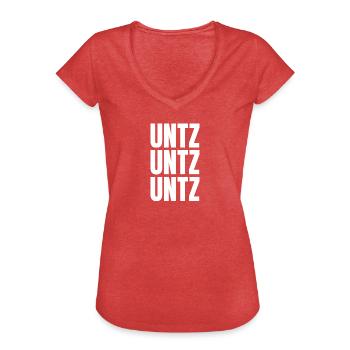 Unzt Unzt Ubtz Techno Musik Festival Outfit - Frauen Vintage T-Shirt - Rot meliert - Vorne - Danielle (179cm)