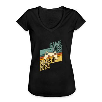 Classe de 2024 - School Abitur Student Class Child - T-shirt vintage Femme - noir - Devant - Danielle (179cm)