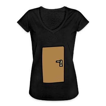 Tür Farbe Anpassbar - Frauen Vintage T-Shirt - Schwarz - Vorne - Danielle (179cm)