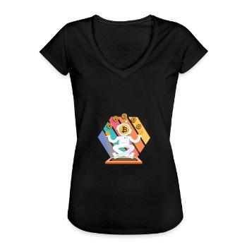 Bitcoin Robot Btc Blockchain Lovers Crypto Tr - T-shirt vintage Femme - noir - Devant - Danielle (179cm)