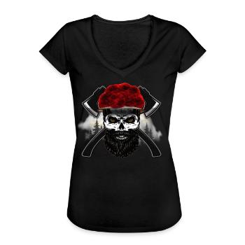 Black Forest Axt Tobera Skull - Frauen Vintage T-Shirt - Schwarz - Vorne - Danielle (179cm)
