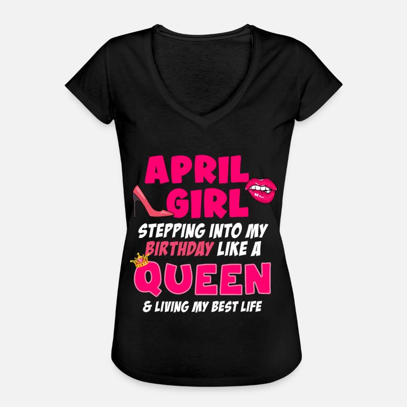April jentebursdagsgave - Vintage-T-skjorte for kvinner - svart