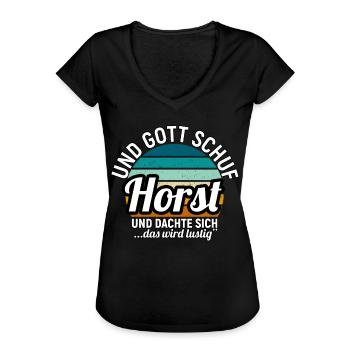 Horst - Frauen Vintage T-Shirt - Schwarz - Vorne - Danielle (179cm)