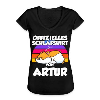Offizielles Schlafshirt Von Artur - Frauen Vintage T-Shirt - Schwarz - Vorne