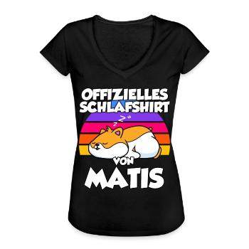 Offizielles Schlafshirt Von Matis - Frauen Vintage T-Shirt - Schwarz - Vorne - Danielle (179cm)
